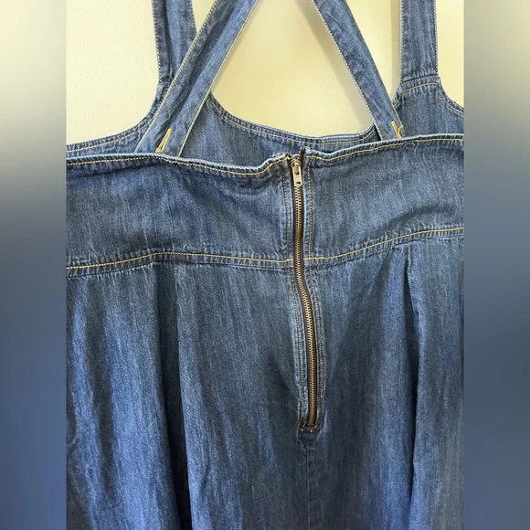 eShakti Dark Blue Denim Overall Dress - Picture 3 of 10